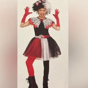 Dalmatia Diva Kids Costume with Red, Black, and White‎ Details